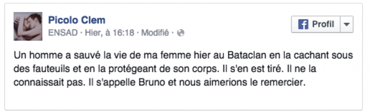 Illustration de l'article : Thanks to Facebook, he found the man who saved his wife at the Bataclan