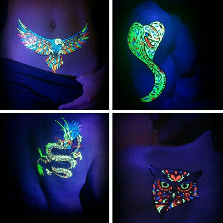Illustration de l'article : Discrete during the day, these tattoos under a black light are beautiful at night...