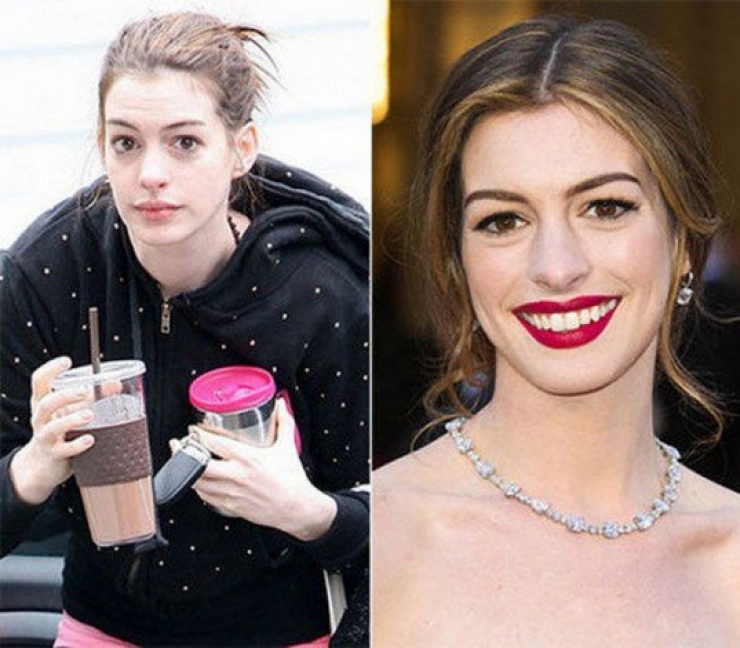 Illustration de l'article : These 20 photos of celebrities with and without makeup prove that they are like you and me...