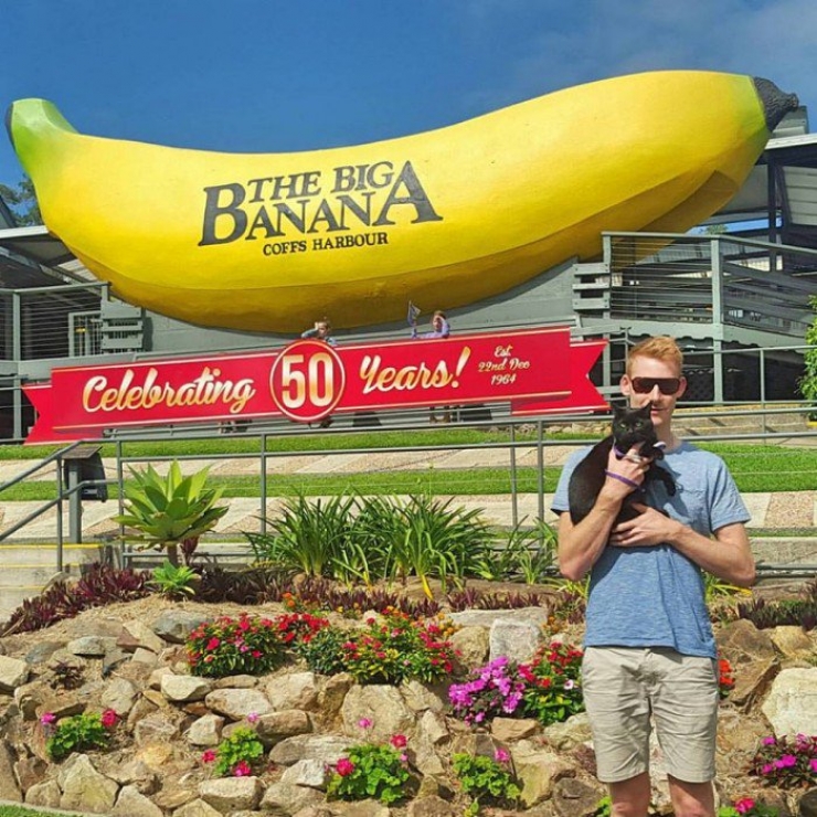 Illustration de l'article : This guy ditched EVERYTHING to travel around Australia in a van... with his cat!