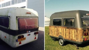 Illustration : "He transforms an old caravan into a mobile office"