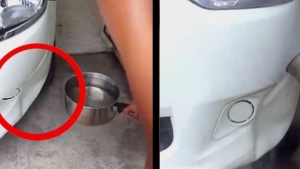 Illustration : "His brilliant trick to restore a dented bumper back to its original shape"