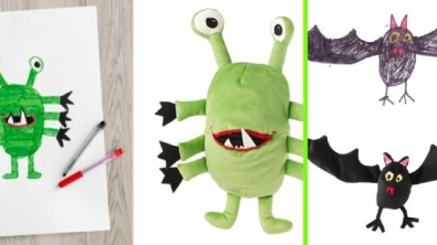 Illustration : "When IKEA transforms childrenâ€™s drawings into soft toys for a good cause... A genius idea!"