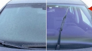 Illustration : "Here's THE foolproof trick for ice on your windshield! Remember this when temperatures drop..."