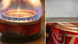 Illustration : "Here's how to make a small stove for your travels, with an empty can."