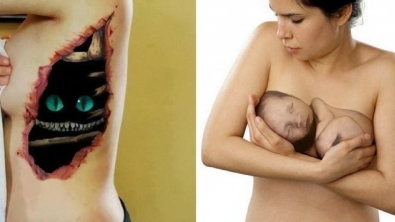 Illustration : "These 25 tattoos of optical illusions may leave you with your mouth wide open!"