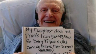 Illustration : "At 98 years old, this elderly man made a crazy bet with his daughter. He quickly became an internet celebrity for a day!"