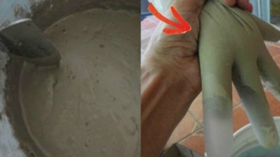 Illustration : "He puts cement in plastic gloves, and two days later the result is impressive!"