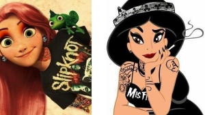 Illustration : "Top 19 Disney princesses with tattoos and piercings in badass style!"