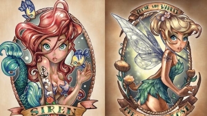 Illustration : "11 Disney princesses redone with stylish tattoos!"