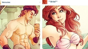 Illustration : "13 Disney characters imagined as if they had an Instagram account!"