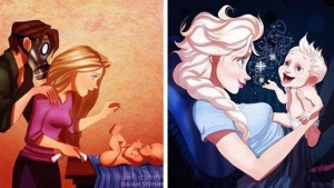 Illustration : "10 Disney princesses imagined as moms and moms-to-be! Which ones are the most adorable?"