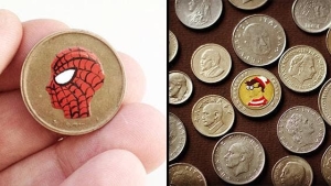 Illustration : "14 customized coins featuring superheroes and pop-culture characters! Which ones are your favorites?"