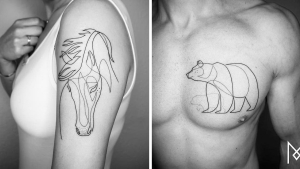 Illustration : "20 beautiful tattoos created using a single continuous line"