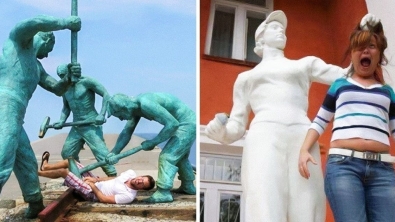 Illustration : 25 people who had fun posing with statues