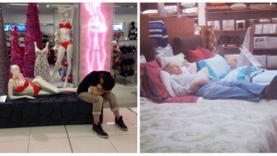 Illustration : "14 hilarious photos of men forced to go shopping with their partner or wife"